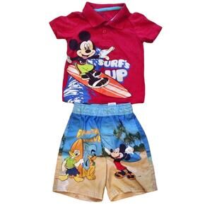 Disney Toddler 24M Mickey Mouse Surfs Up Swimsuit and shirt